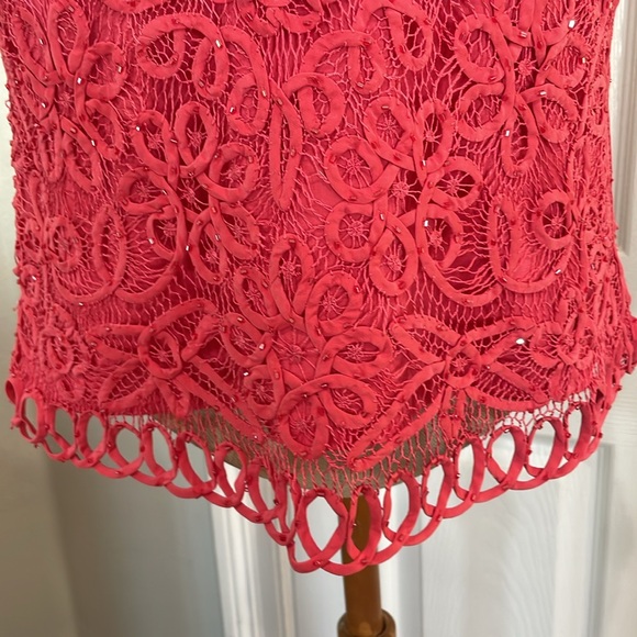 Sigrid Olsen silk sleeveless V-neck lace floral beaded embellished top handmade - Picture 7 of 12